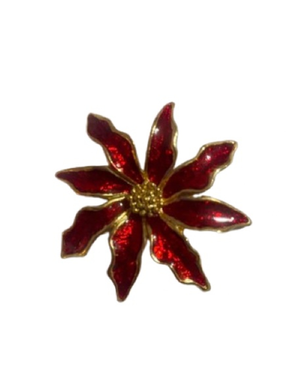Vintage Poinsettia Red and Gold Brooch